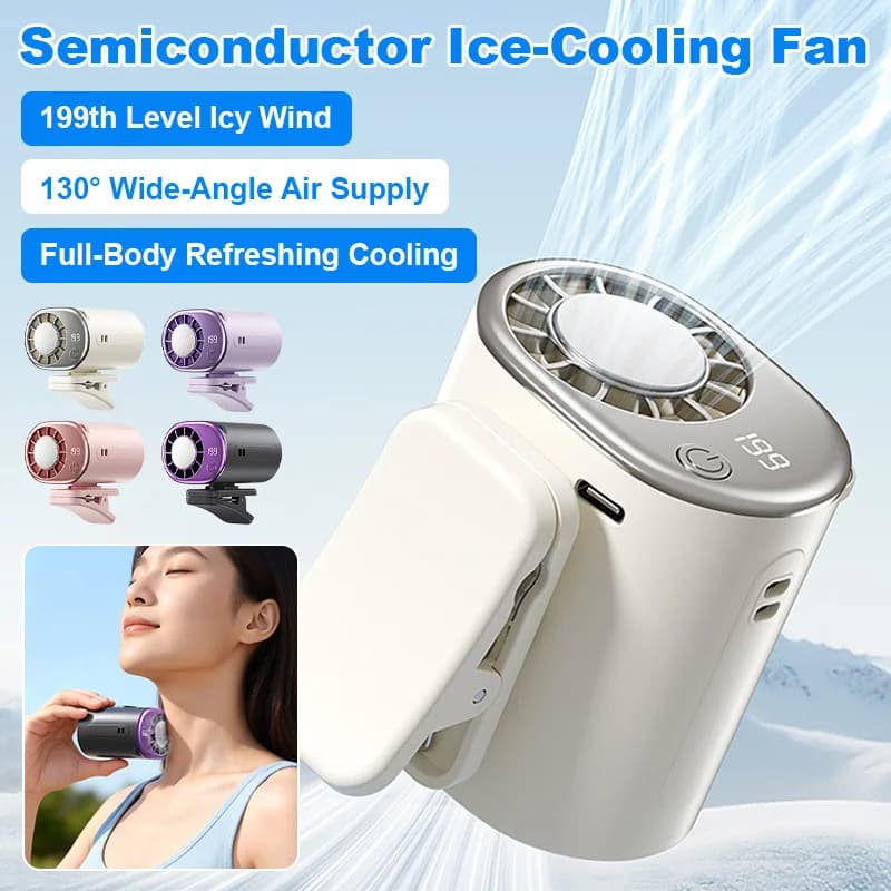 Ventilatore Portatile da Auto con Clip, Mini Ventilatore Portatile da Esterno con Clip per Ombrello, Ventilatore Elettrico da Cintura a 199 Velocità, Rotazione a 360° ° Ventilatore di raffreddamento ricaricabile USB