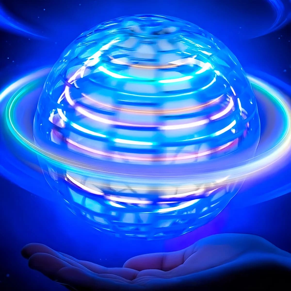 Palla Volante con Luci LED Colorate Controllabile a Mano, Globo Cosmico 360° ° Palla Sospesa Rotante Adatta per Giocattoli da Interno ed Esterno