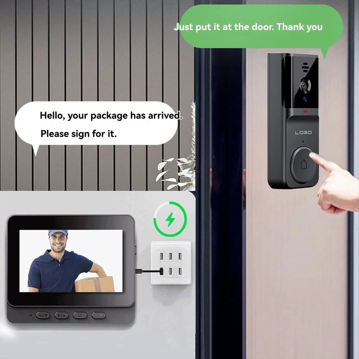 【45% OFF】4.3" Smart Wireless Doorbell with Camera 2.4G Bluetooth Wireless Video Doorbell with Two-Way Intercom