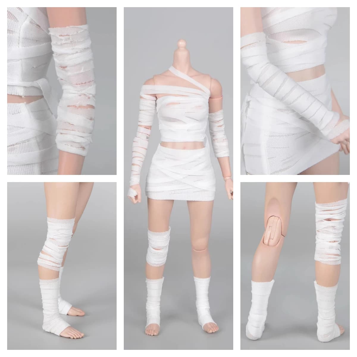 CHILI TOYS 1/6 Top Fasciante Senza Spalline da Donna, Guanti, Copri Articolazioni, Accessori di Abbigliamento, Modello Compatibile con Action Figure OB22 da 12''