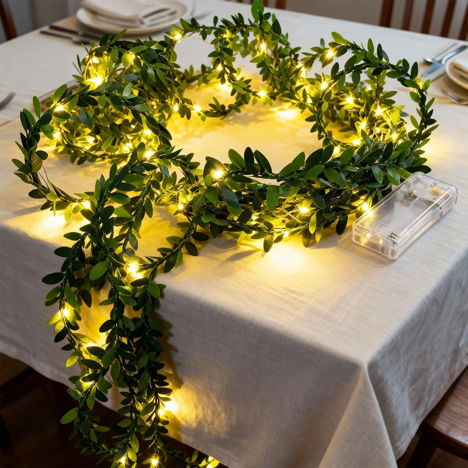 1 pz Ghirlanda Luminosa a LED Verde Artificiale da 2m, Luci a Stringa a LED a Forma di Vite, Decorazioni Appese a Ghirlanda Luminosa a LED