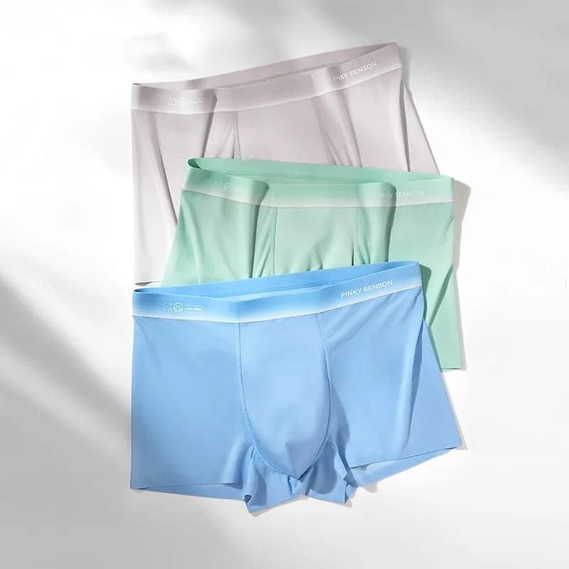 Nuovi boxer da uomo in seta ghiaccio, sottili, senza cuciture, estivi, comodi e traspiranti, modello 5033
