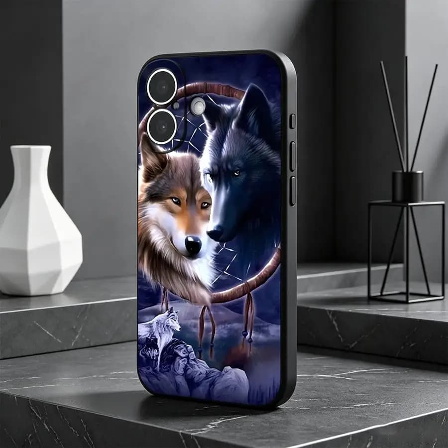 Dreamcatcher Two Wolves Case for Apple iPhone 17 Pro Max 14 16 7 8 X XS XR 13 Mini 11 12 17e 16e 15 Plus Air Phone Cover