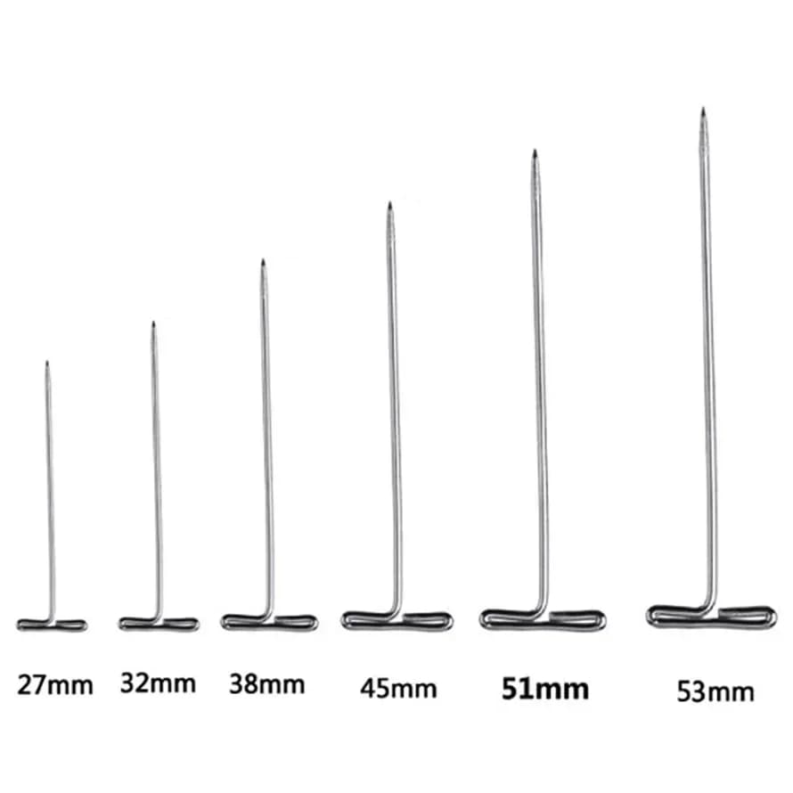 50 pz/scatola T-Pins per tenere le parrucche dei capelli 27-53mm aghi da cucito Quilting artigianato gioielli fai da te blocco del tessuto strumenti per tessere a maglia