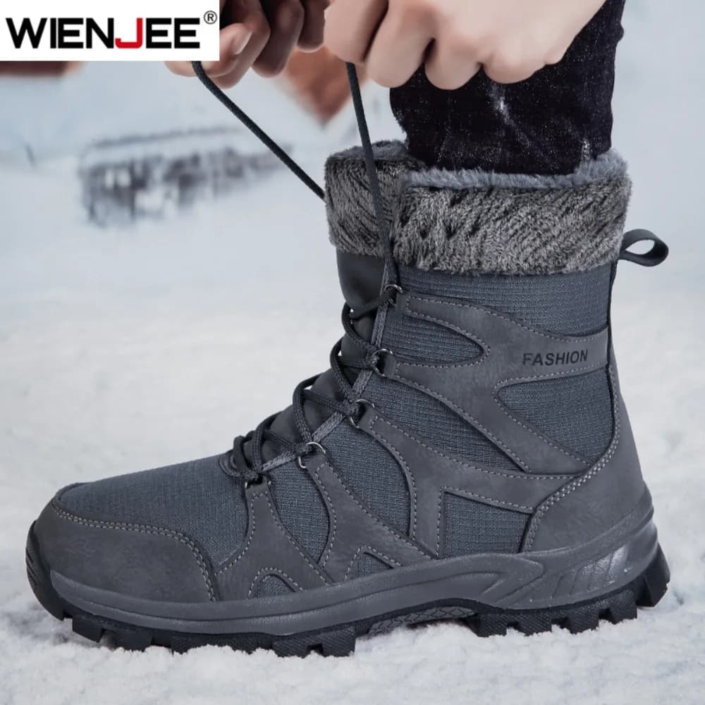 Scarpe invernali da uomo di marca Stivali da uomo impermeabili Caldi stivali da neve in peluche per coppia Stivali da trekking antiscivolo per esterni Stivaletti da lavoro da uomo
