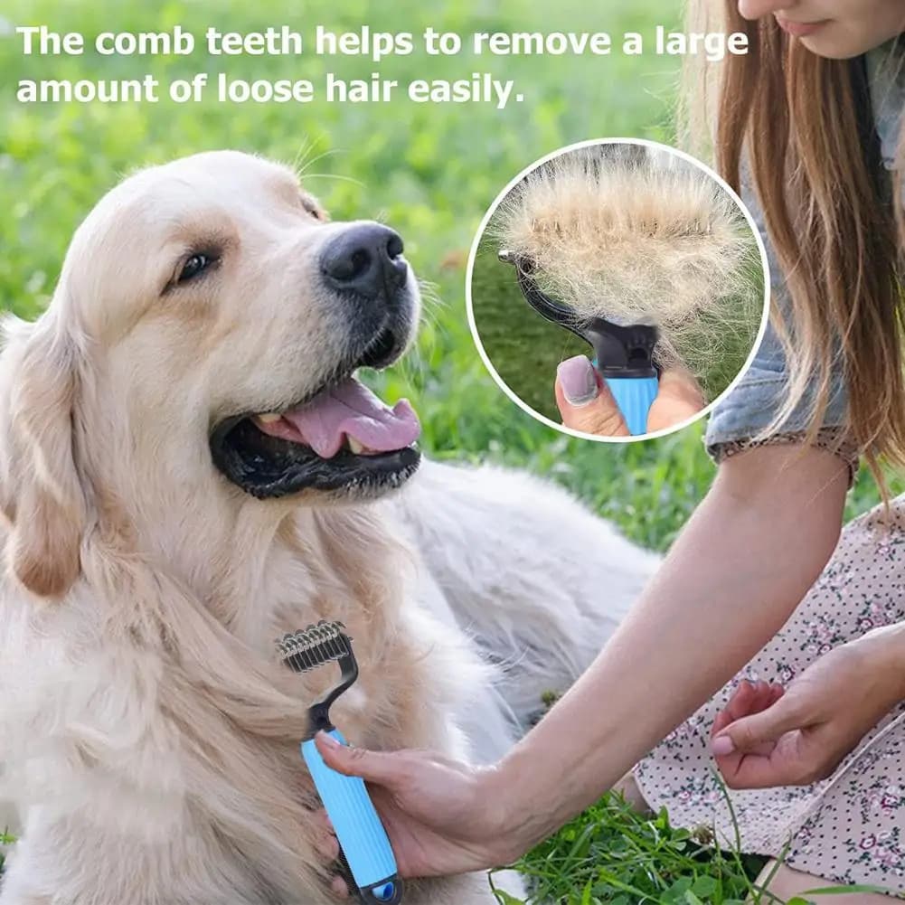 Pet Districante Pettine Palmare Sottopelo Rastrello per Cani Gatti Dente in Acciaio Inossidabile a Doppia Faccia Spazzola per Toelettatura per Dimagrire