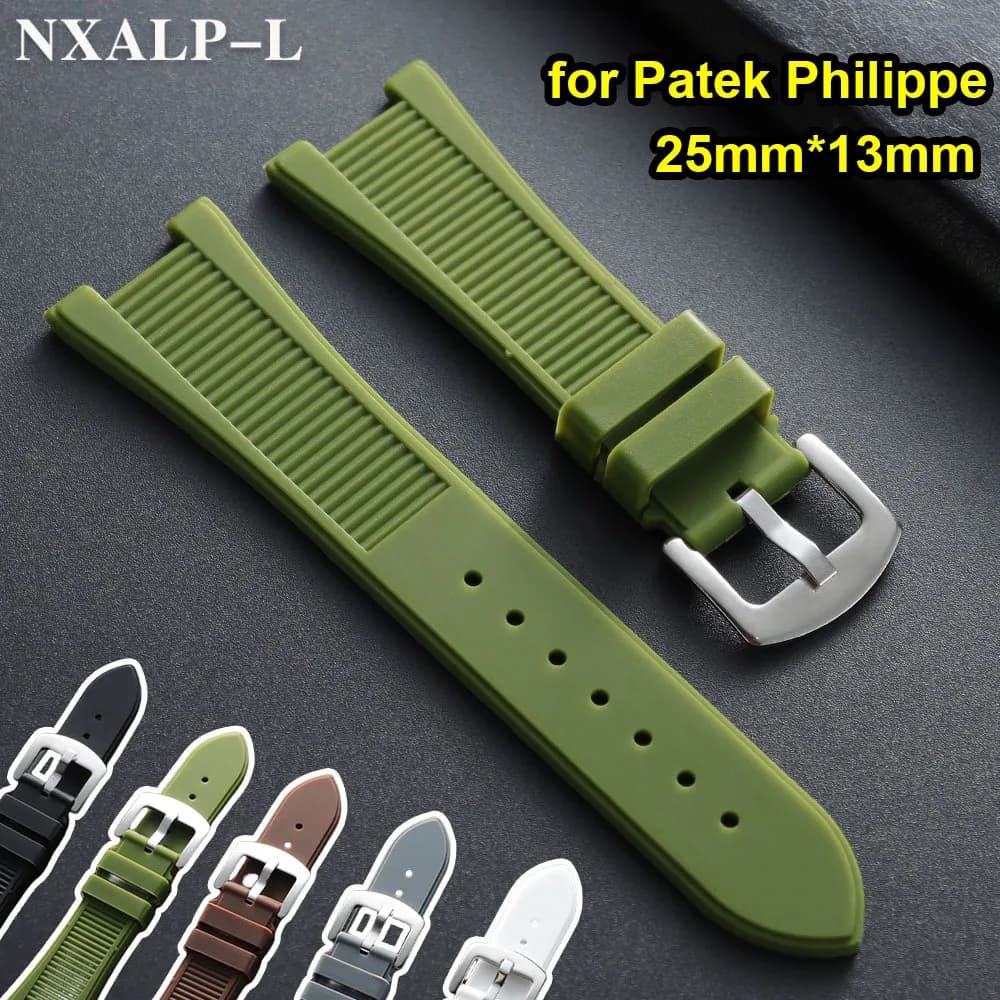 Cinturino per orologio in silicone 25mm * 13mm per Patek Philippe Aquanaut Serie 5711/5712/5726/5980 Cinturino in gomma Bracciale da uomo impermeabile
