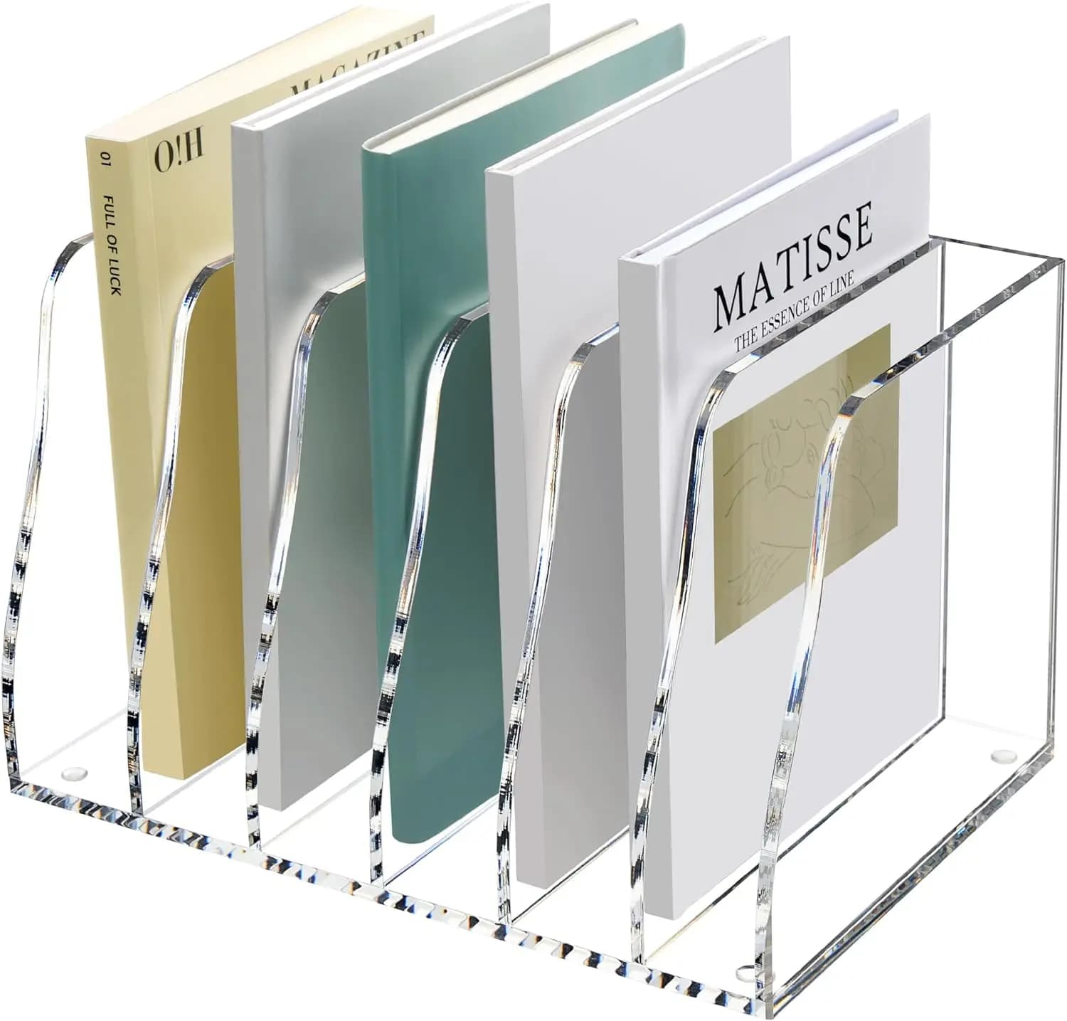 Organizzatore da Scrivania in Acrilico, Porta Documenti con 6 Scomparti Verticali Trasparenti, Organizzatore per Ufficio