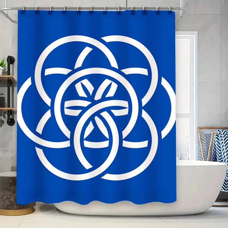 Tenda da doccia con nodo bianco blu Decorazioni per il bagno Set di tappetini da bagno in poliestere lavabile impermeabile Decorazione moderna per accessori per la casa