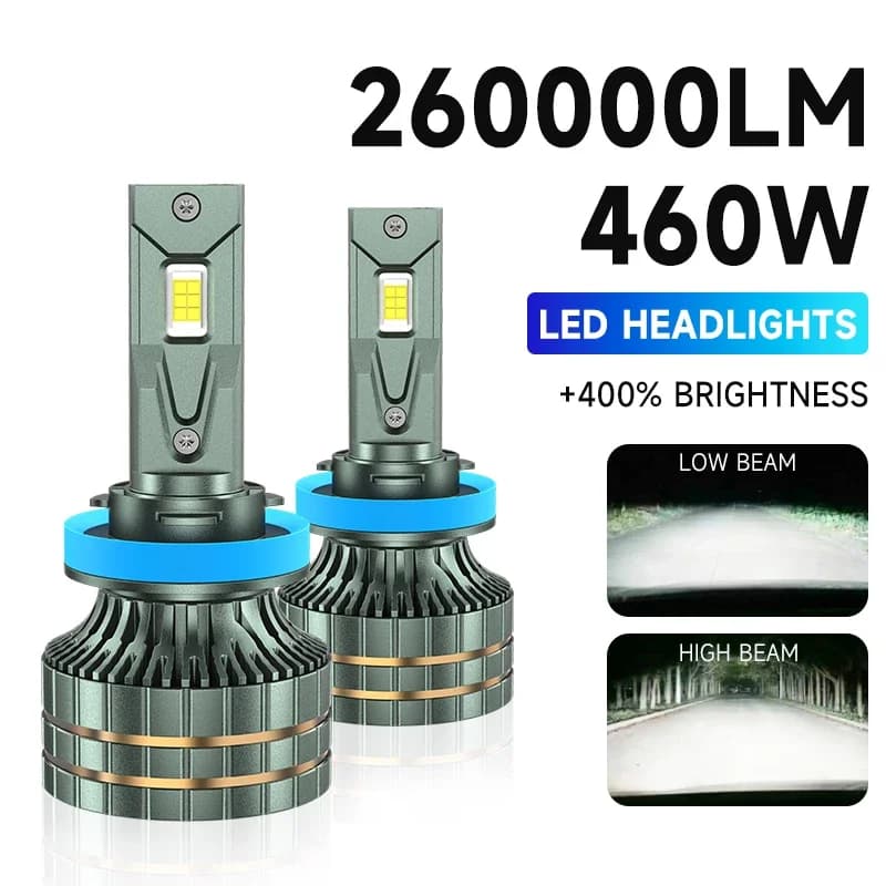 Fari LED 460W H7 H4 H11 260000LM Canbus ad alta potenza per auto, lampade 9005 9006 HB3 HB4 H1 Turbo per fendinebbia auto con 1 tubo in rame