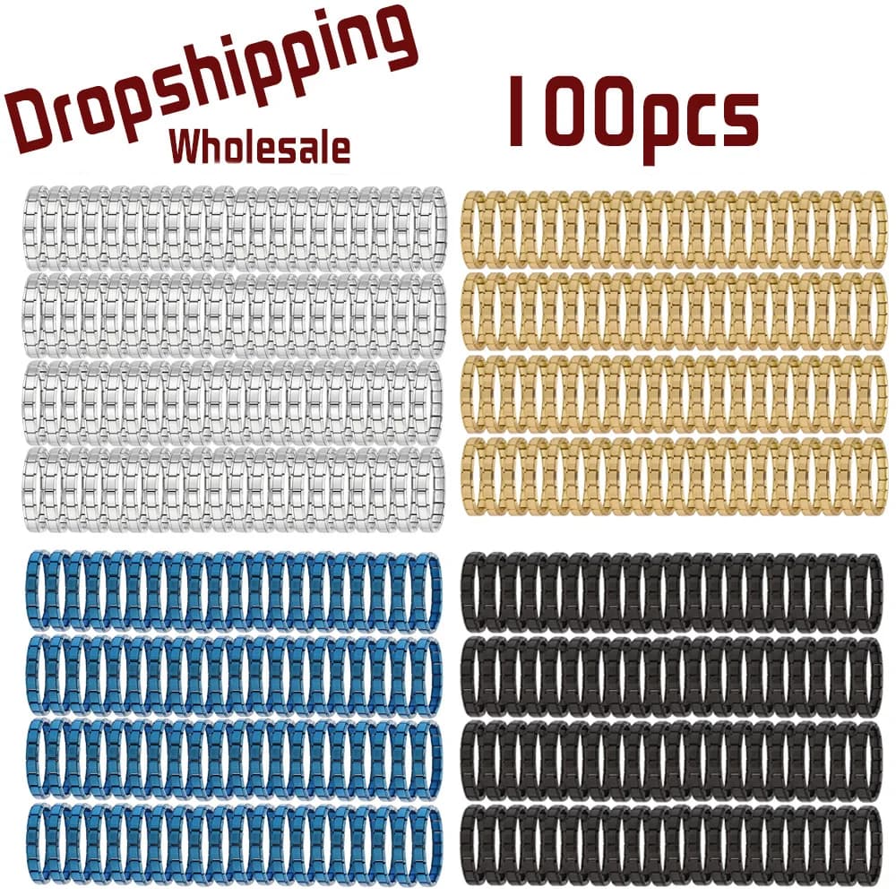 Bracciale elastico stile colorato da 100 pezzi con ciondolo italiano in acciaio inossidabile da 9 mm per donna uomo fai da te regalo Dropshipping all'ingrosso