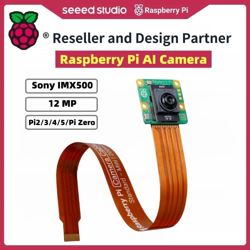 Raspberry Pi Al camera with 12 MP Sony IMX500 sensor for Raspberry Pi 5/Pi 3/Pi 4/Pi Zero/Pi 2, integrated AI acceleration