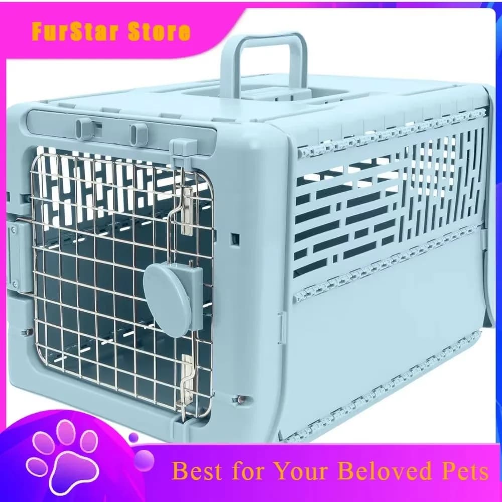 FurStarCollapsible X-Small Pet Travel Carrier (Blue), Hard-Sided Kennel For Small Dogs, Puppies, Cats, Kittens, Animals Up To 20