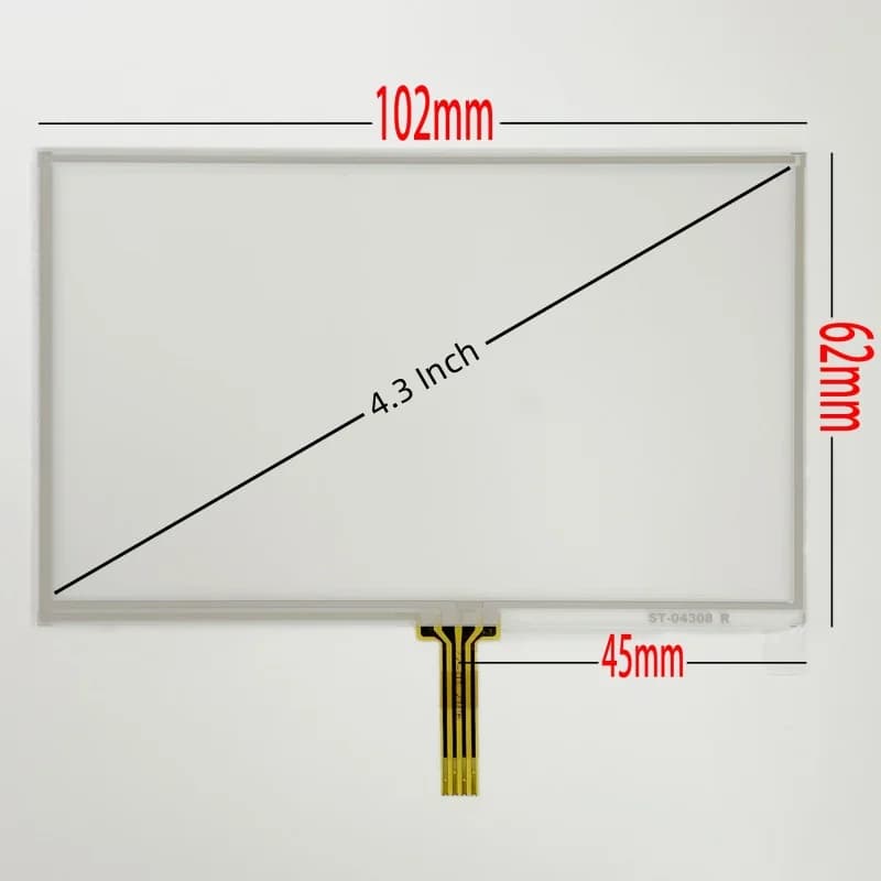 Touch screen con resistenza a 4 fili da 4,3 pollici Raspberry Pi Navigazione GPS Pannello touch screen in vetro Touch screen con resistenza a 4 pin