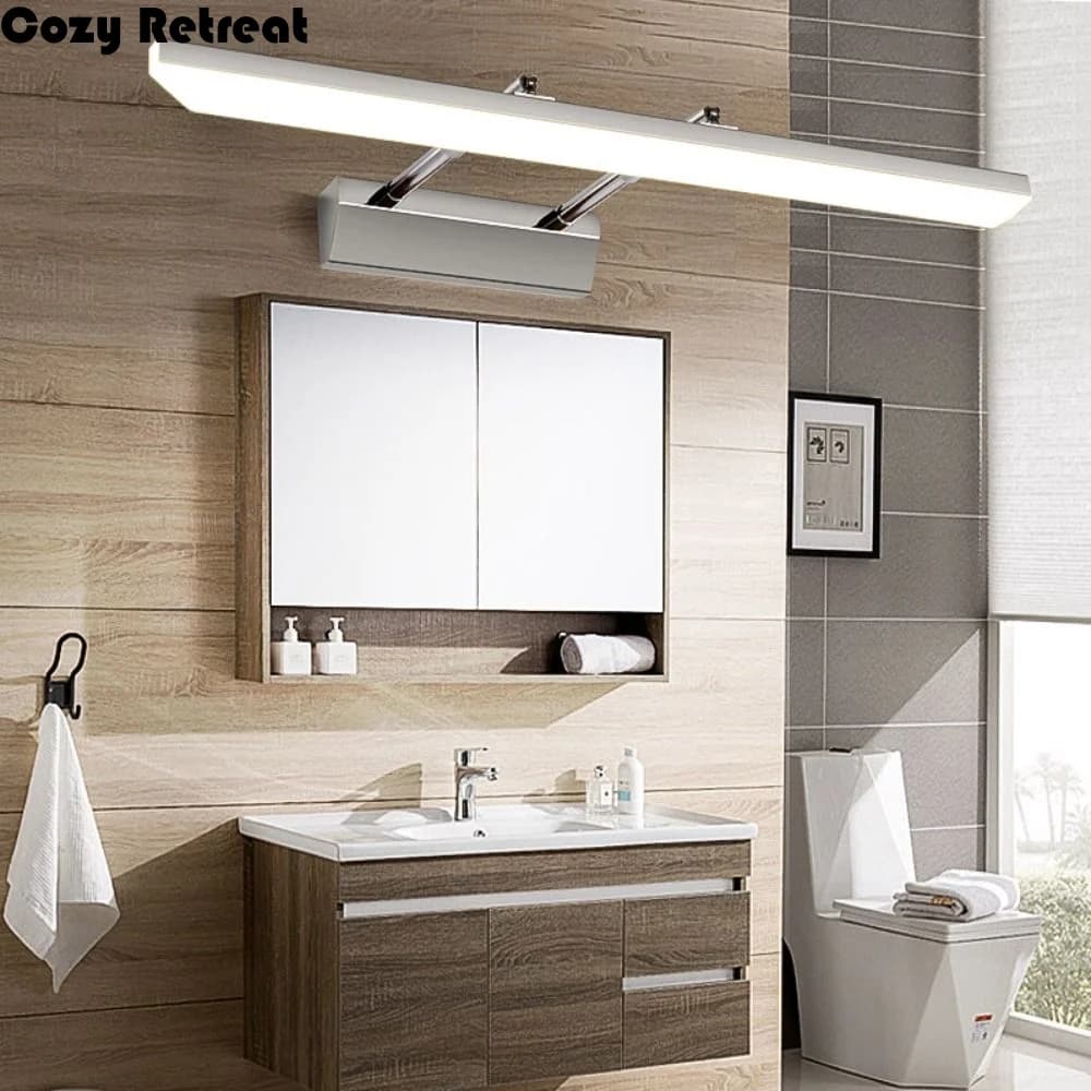 Lampada da Parete LED 9W 40CM Elettroplaccata, Senza Foratura, Antiappannamento, per Specchio Trucco, Impermeabile, Retrattile, per Specchio Bagno e Armadietto