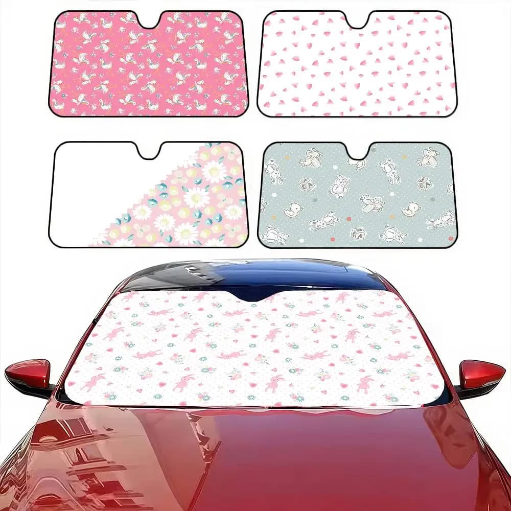 Parasole per parabrezza per auto con animali carini (Baby Nautical) - Protezione solare anti-UV, protezione anteriore, protezione interna a doppio strato