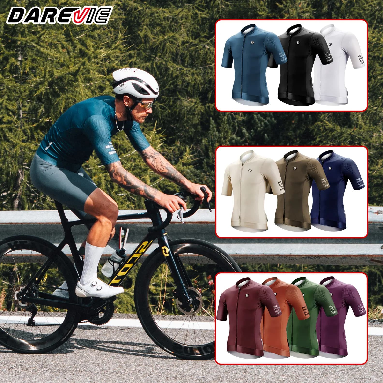 Maglia da ciclismo DAREVIE SPF 50 livello di allenamento anti-UV slim fit taglia piccola uomo donna uomo maglia da ciclismo maglia da ciclismo maglia da ciclismo
