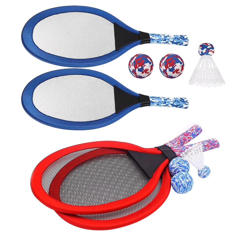 2Sets Youth Tennis Racket Set for Kids Soft Impact Mesh Ergonomic Handle Vibrant Colors Outdoor Sports Equipment Beach Vacation