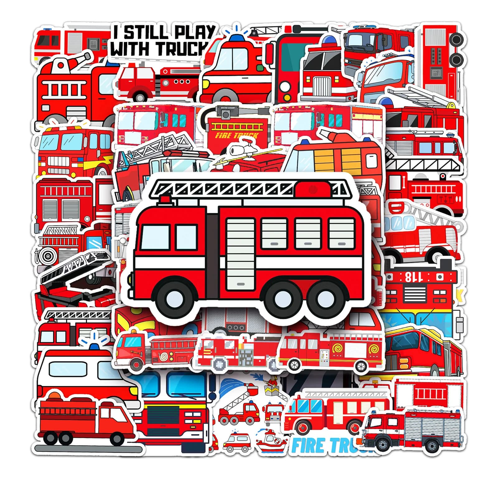 10/30/50 Pieces Wall decal Cartoon Firecracker Trucks, Rewards, DIY, Telephone, Baggage, Guitar, Car, Bicycle, Helmet, Toys and Gifts