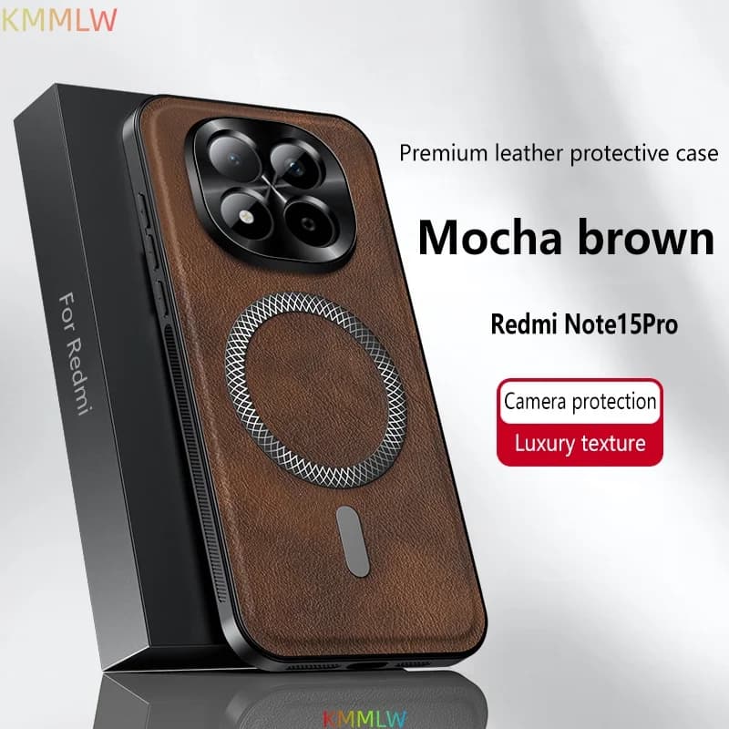 For Redmi Note 14 13 15 Pro Plus High End Magnetic Wireless Charging Leather Phone Case For Redmi Note 15 14 13 12 Pro/+ Case
