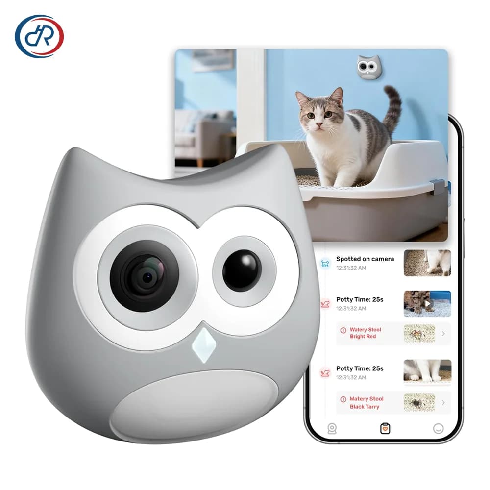 Telecamera per Lettiera Gatti 2026 AI con Monitoraggio Salute, Riconoscimento Multi-Gatto, Avvisi di Defecazione e Urinazione, App WiFi