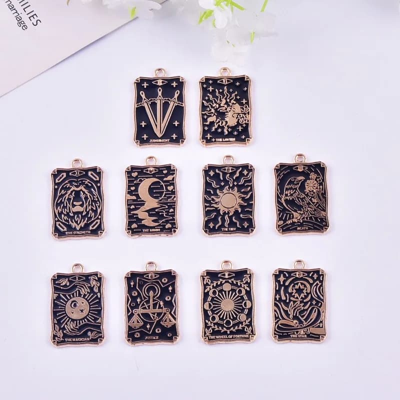 10 pz/pacco ciondolo con ciondoli in metallo con carta dei tarocchi per gioielli da donna con collana di orecchini fai da te