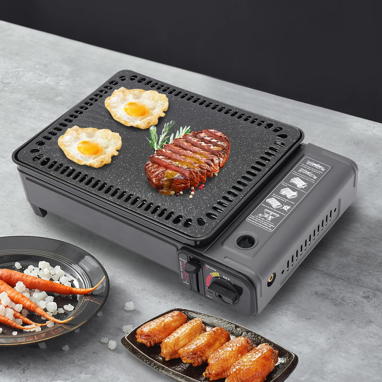 BYMAOCAR Butane Grill with Grid Network cooker Portable camping grill Gas cooker for camping Trips Trekking