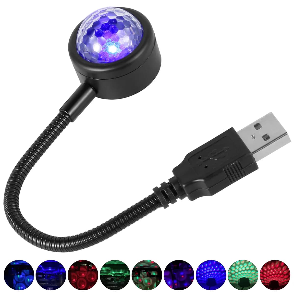 Proiettore per tetto auto Luce attivata dal suono Luce ambientale per auto con 4 colori chiari USB LED Luce per interni auto 2023