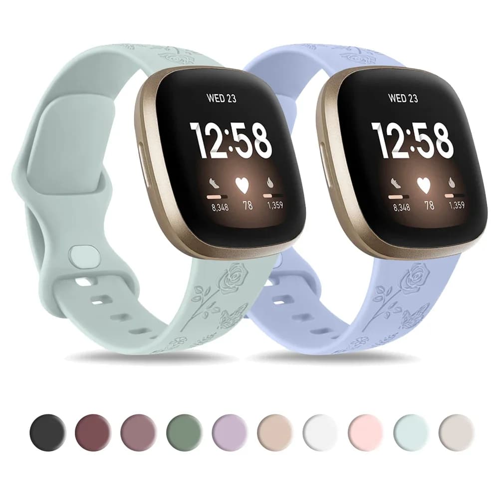 Cinturino inciso a fiore per Fitbit Versa 3/Versa 4/Sense/Sense 2 cinturino in morbido TPU sportivo Smartwatch cinturino di ricambio