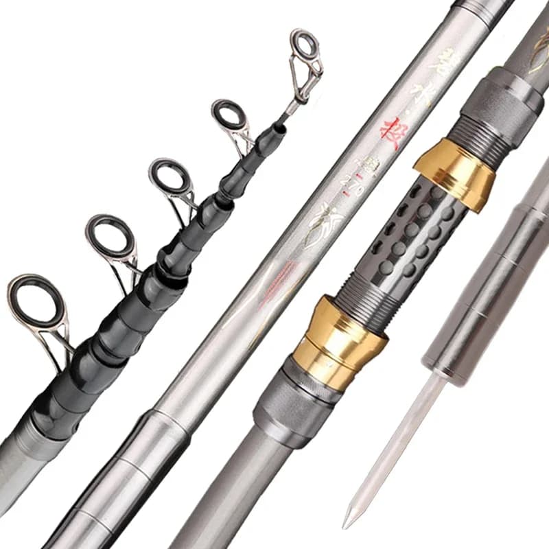 Canna da Pesca Telescopica Super Resistente 1.8M-3.6M, Ultraleggera per Lanci Lunghi, Canna da Spinning per Pesca dalla Scogliera e dal Sabbia, Canna da Lancio di Alta Qualità