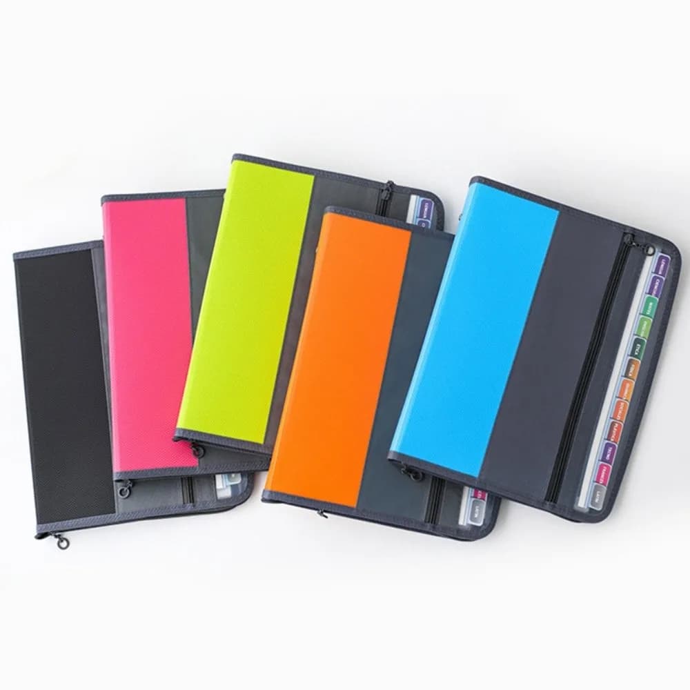 13 Pockets Expanding File Folder with Safe Zipper A4 Accordion File Organizer Front Pencil Pouch Multi-layer