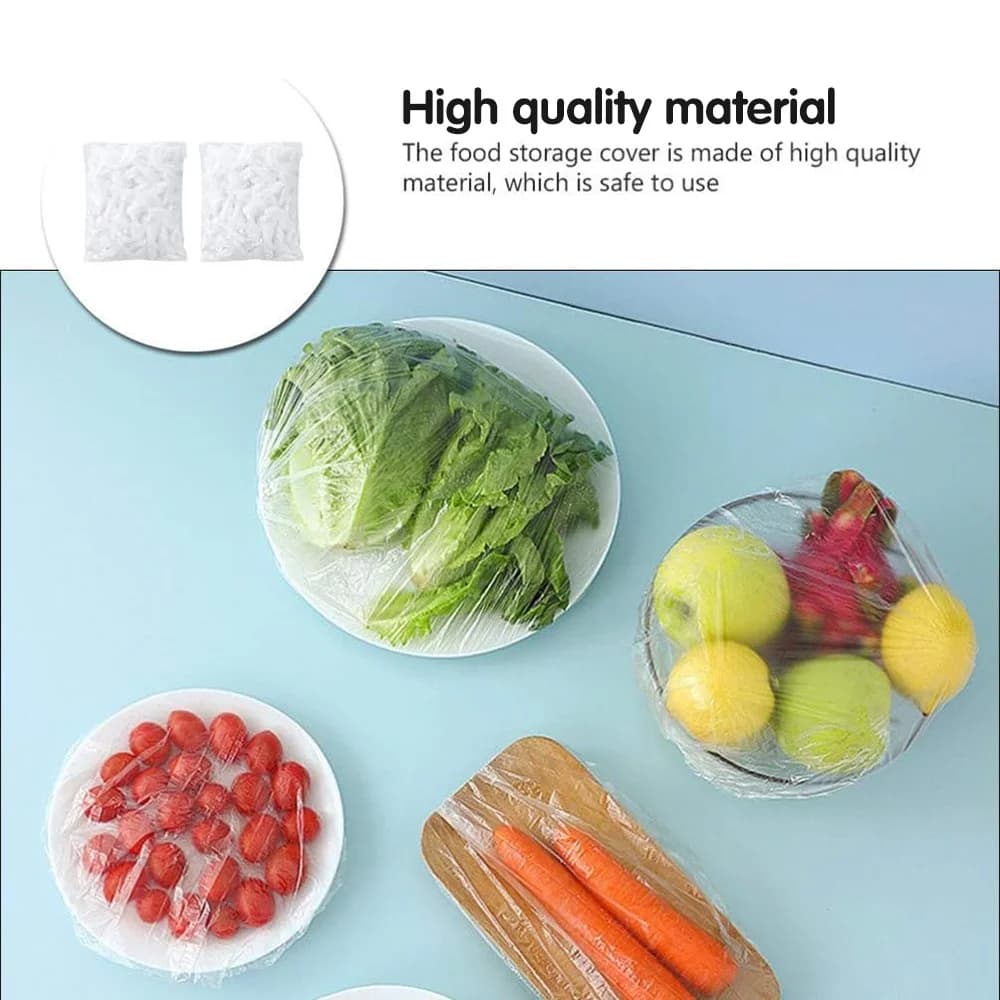 100/200 Pezzi Coperture in Plastica Riutilizzabili per Alimenti, Coperture Trasparenti Elastici Monouso per Mantenere la Freschezza