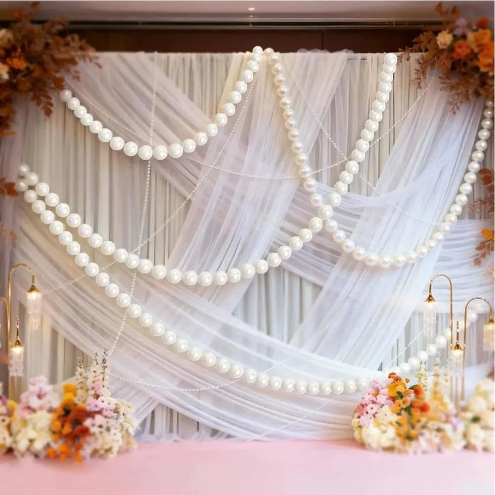 Sfondo per Matrimonio Fai-da-Te, Elegante Ghirlanda di Perle Finte con Pendenti di Cristallo, Decorazione per Arco Nuziale in Stile Boho