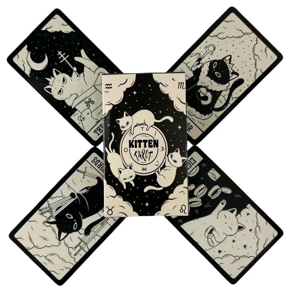 Cat Kitten Tarot Cards A 78 Deck Oracle English Ver. Divination Edition Borad Playing Games For Cat Lovers Gift