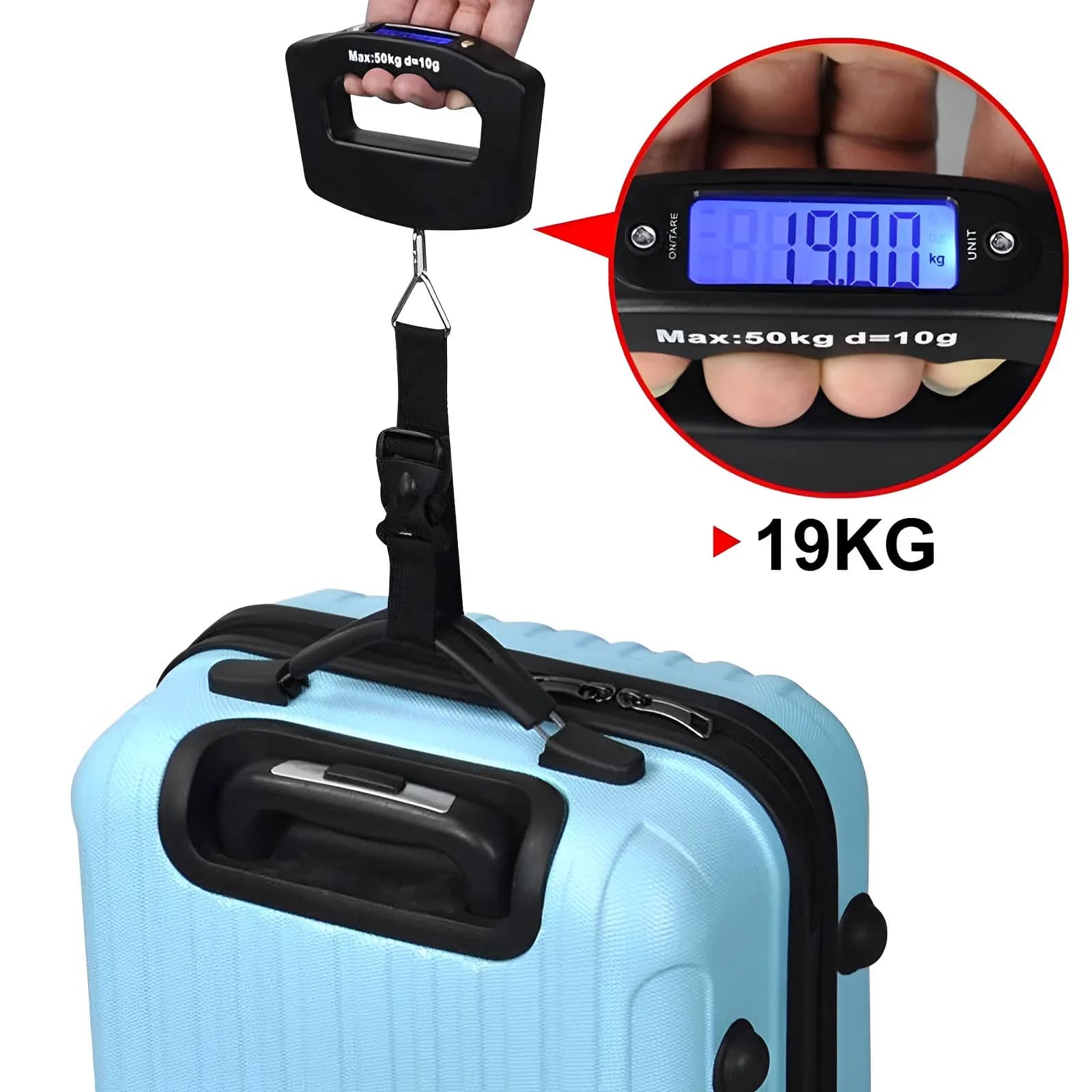 50kg/110lb Bilancia per bagagli Bilancia per bagagli digitale Bilancia per valigia portatile Bilancia sospesa Bilancia elettronica portatile Accessorio da viaggio