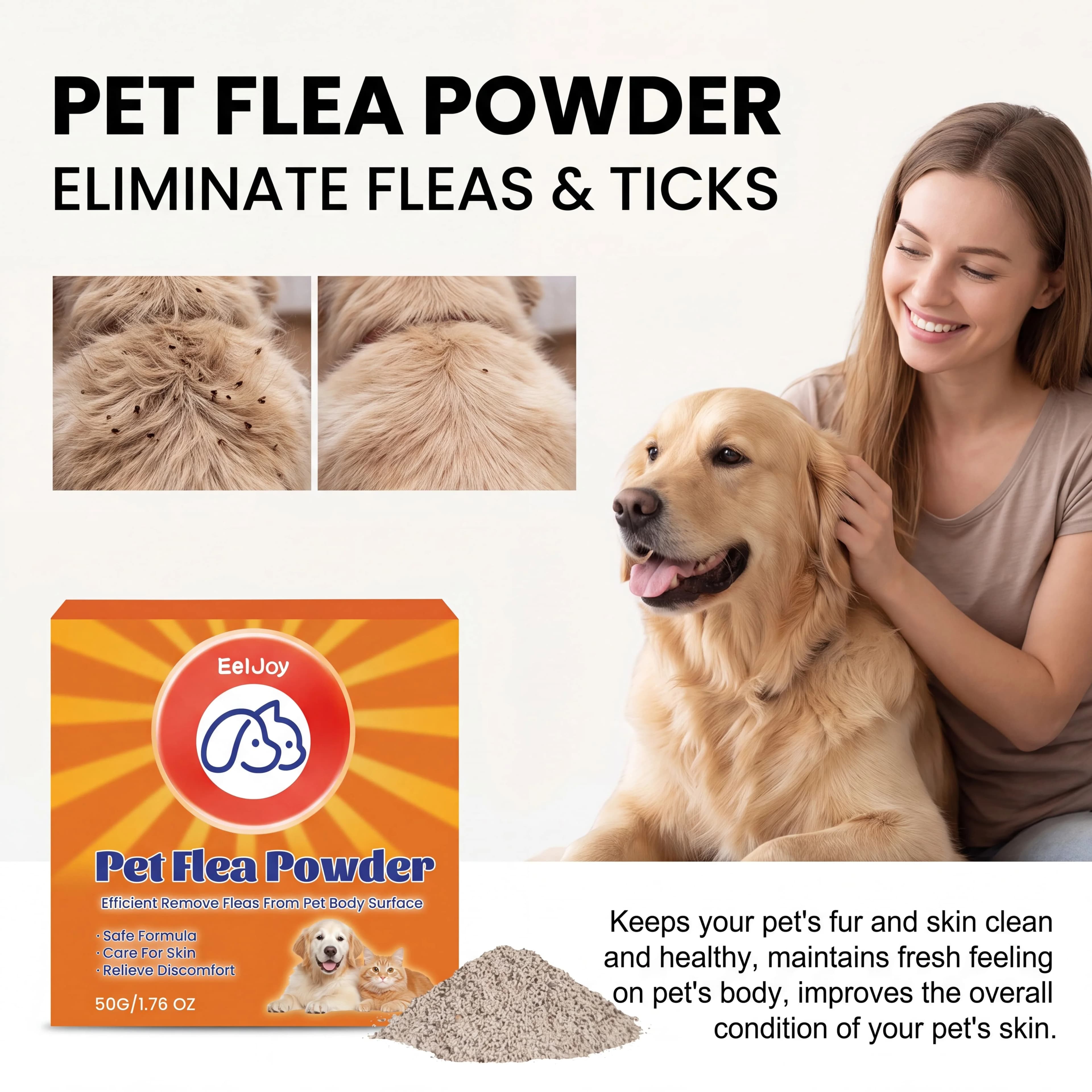 50/100/300g Universal Cats Dogs Flea Repellent Powder Easy Mess Free Pet Grooming Dry Shampoo Calming Refreshing Grooming Powder