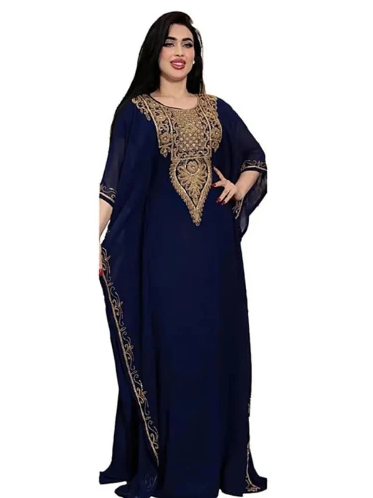 2025 Ramadan Musulmano Caftano Abaya Vestito Delle Donne Dubai Abiti Eleganti Abiti Africano Chiffon Maxi Vestito Boubou Robe Djellaba Femme