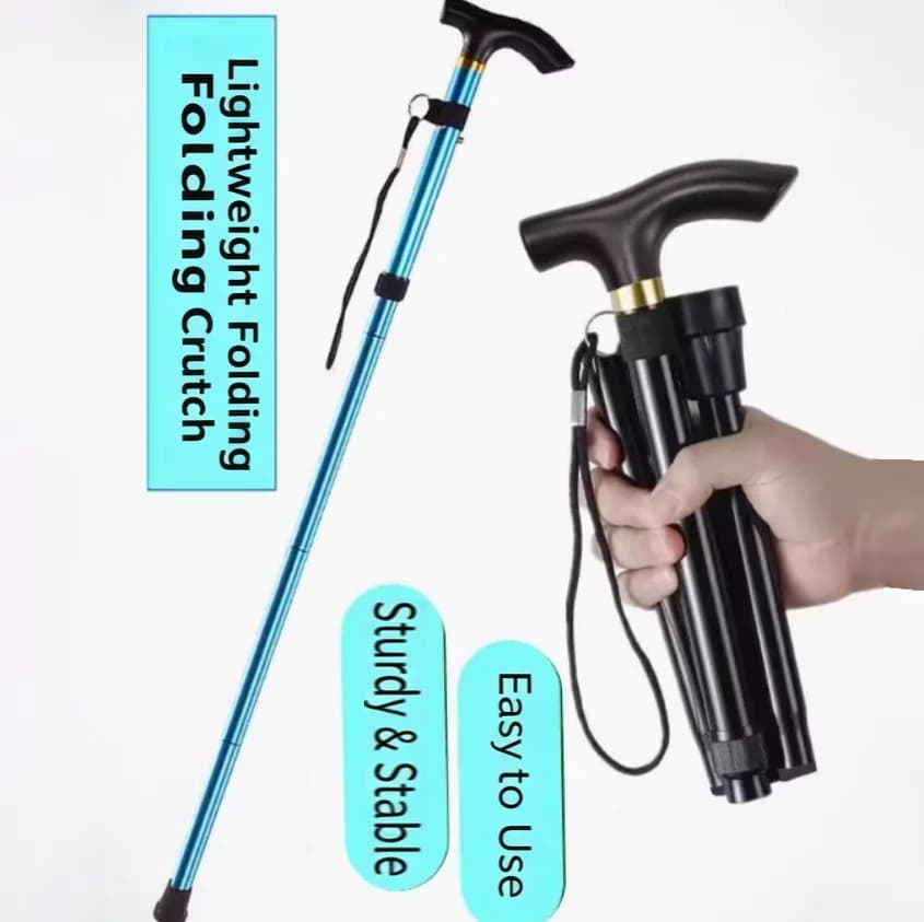 Walking Stick Telescopic Baton Hiking Trekking Poles Aluminum Alloy Metal Folding Cane Crutches Pole For Elderly People
