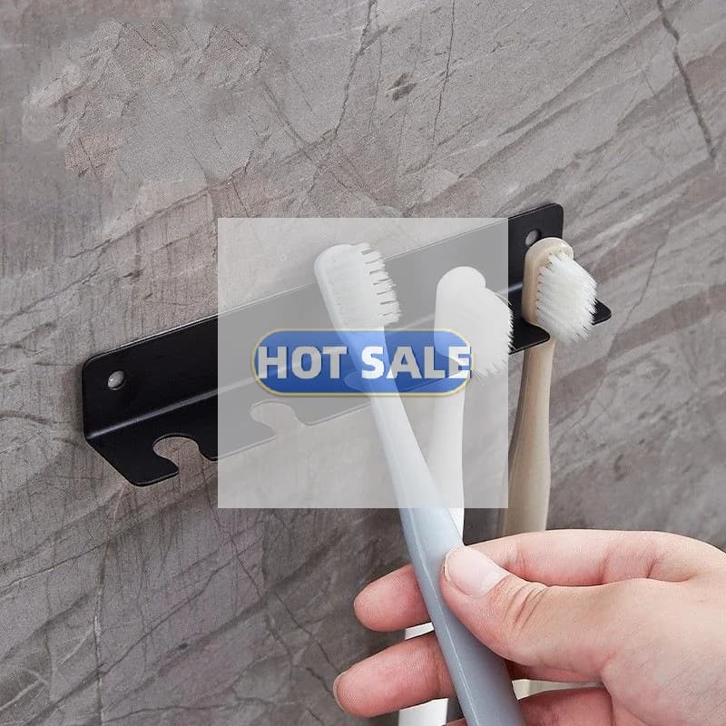 Wall Mounted Toothbrush Holder No Drill Metal Toothbrush Storage Rack Rustproof Bathroom Organizer For Washroom Wall Decor