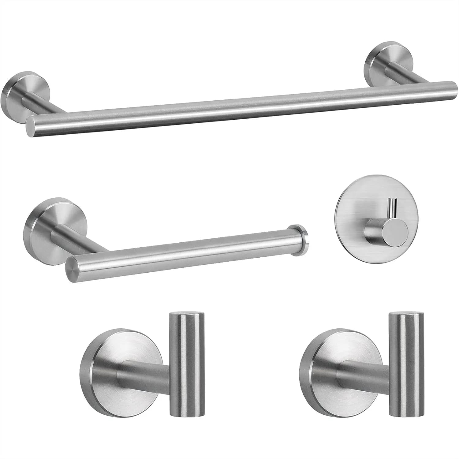Set di accessori per il bagno in acciaio inossidabile SUS 304, portasciugamani da 16 pollici, porta carta igienica, ganci multifunzionali, nichel spazzolato 5