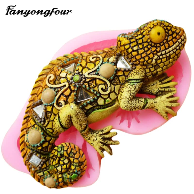 Fan Yong four lizard chameleon silicone mold can flip gypsum resin concrete crafts home desktop ornaments