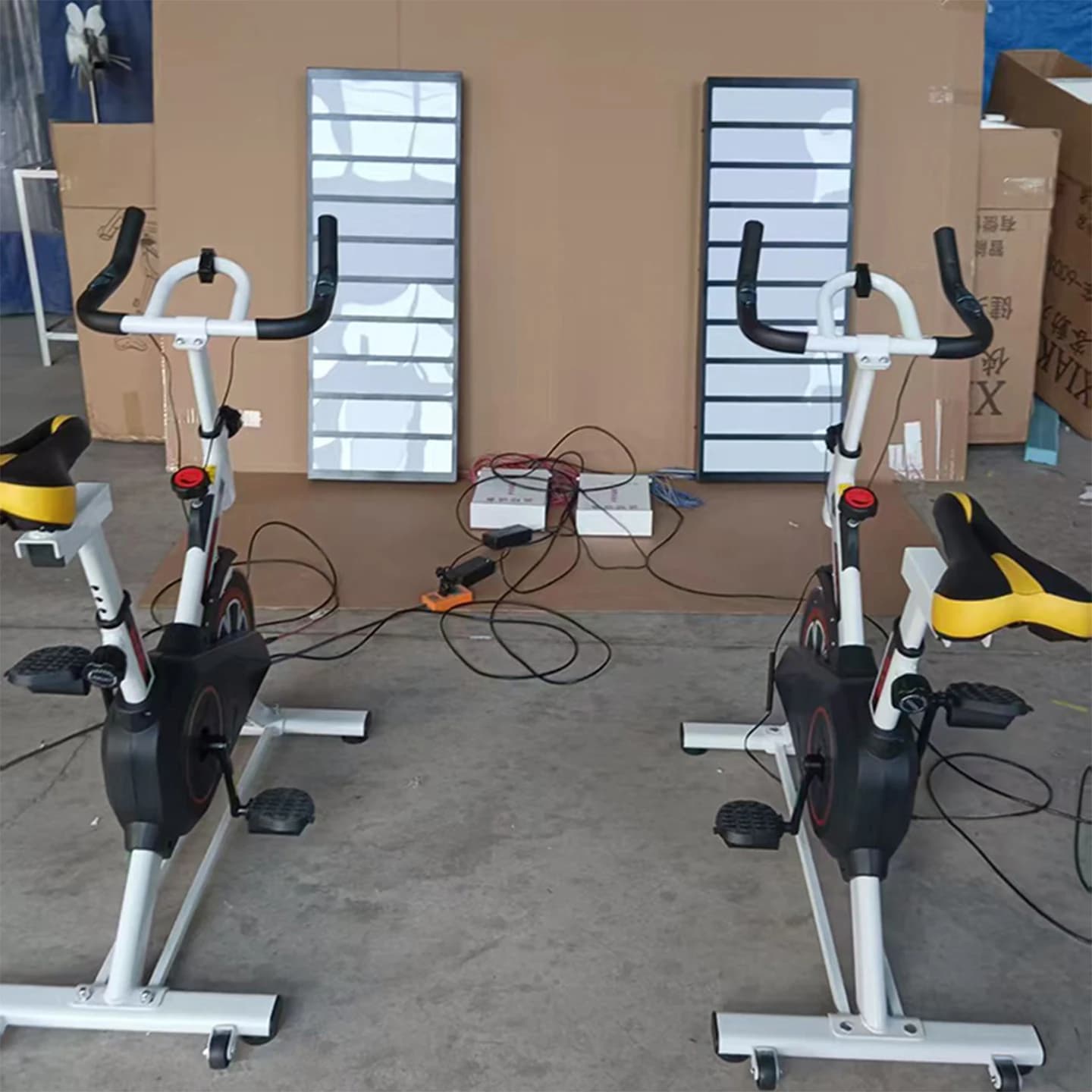 The spinning bike gradually lights up at the Lightbox, the bicycle Lightbox Interactive Games for events Carnival games Scene objects for events