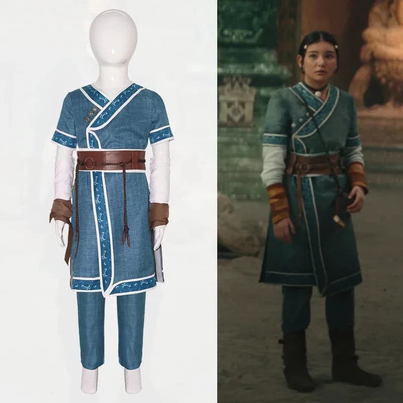 Anime Aang Costume Katara Cosplay Avatar The Last Airbender Vestito per bambini adulti Carnevale Gioco di ruolo Uniforme Uomo Womena;2,c'4,h.