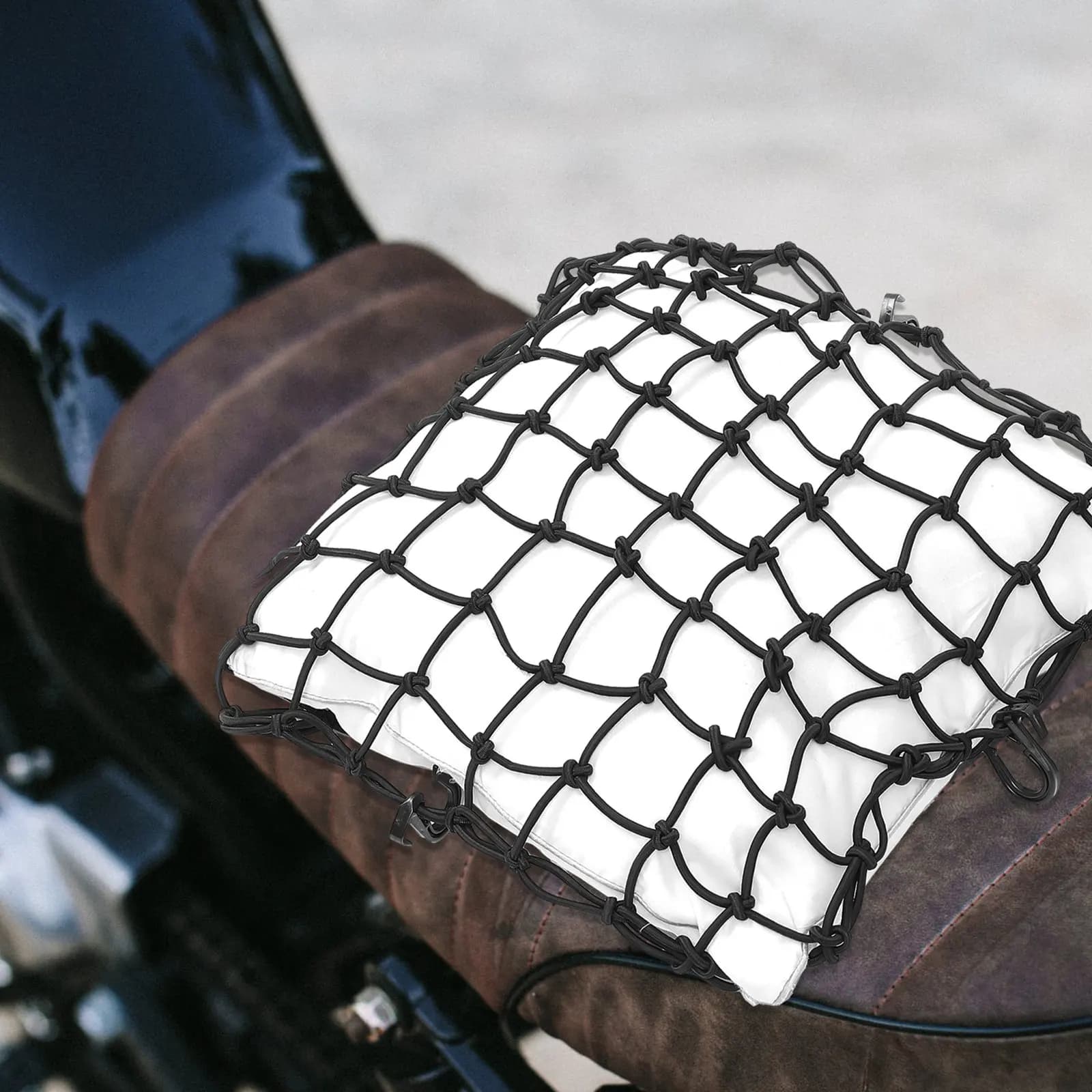 Set Premium di Rete Elastica per Auto con 6 Ganci, Organizer per Sedile Posteriore e Bagagliaio, Rete Portaoggetti per Moto