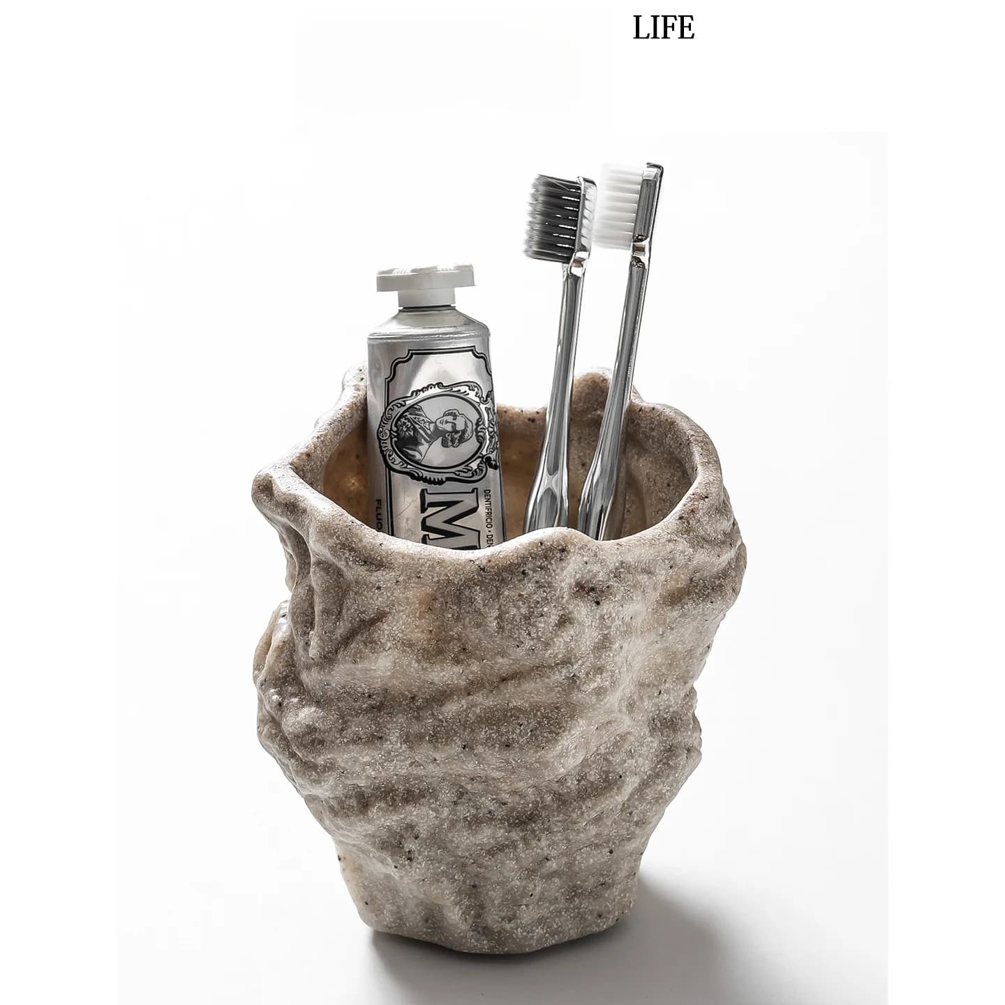 Bathroom Sandstone Toothbrush Holder Drill-Free Toothbrush And Toothpaste Rack Creative Washing Stand Resin Material