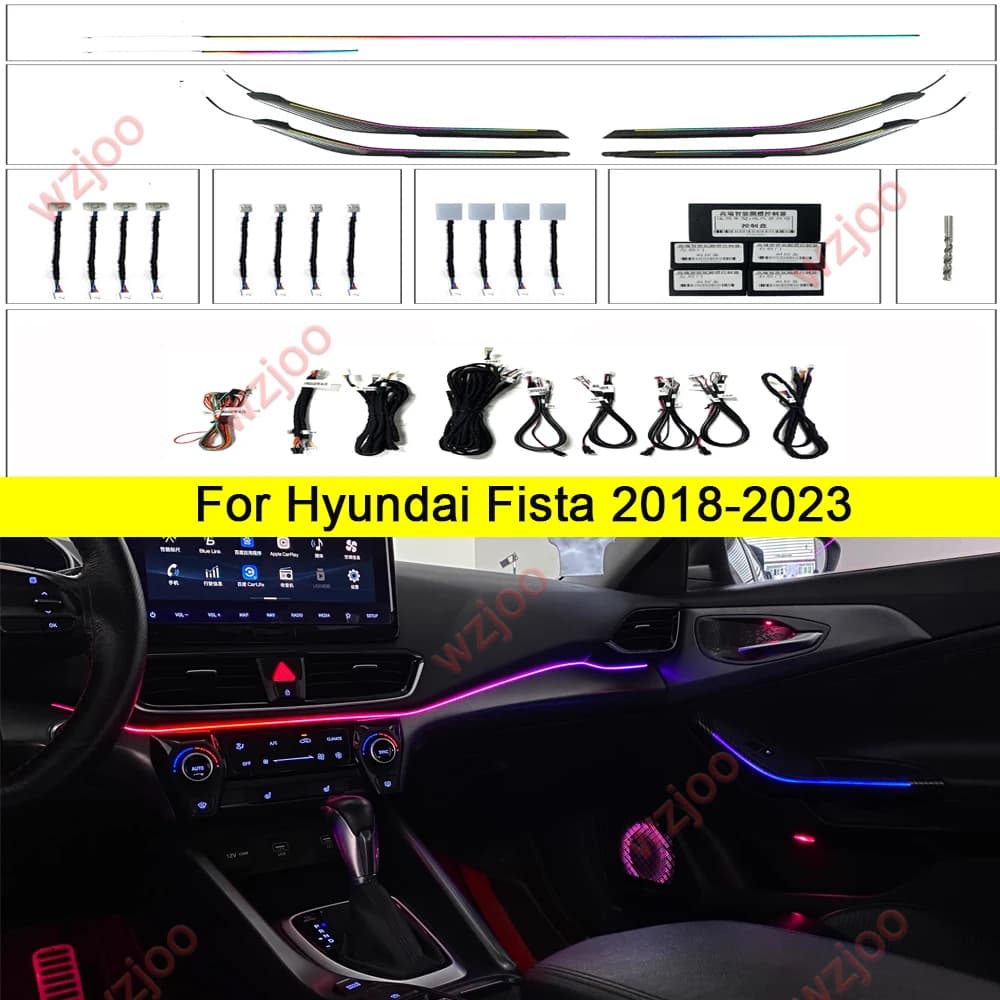 LED Ambient Light For Hyundai Fista 18-23 Dynamics Magic Color Ambient Lamp Logistics button+APP control with luminous horn ring