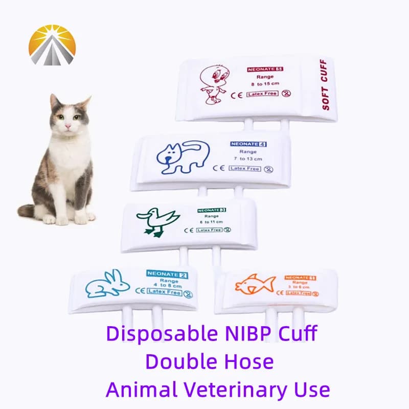 Veterinary disposable blood pressure cuffs NIBP double tube two pipes for Animal NIBP Diagnostic Monitor 5 sizes available