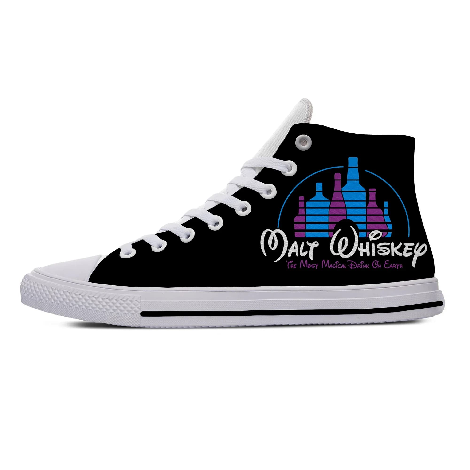 Malt Whiskey Alcohol Drunk Funny Fashion Board Shoes Popular High Top Lightweight Hot Casual Shoes Breathable Men Women Sneakers