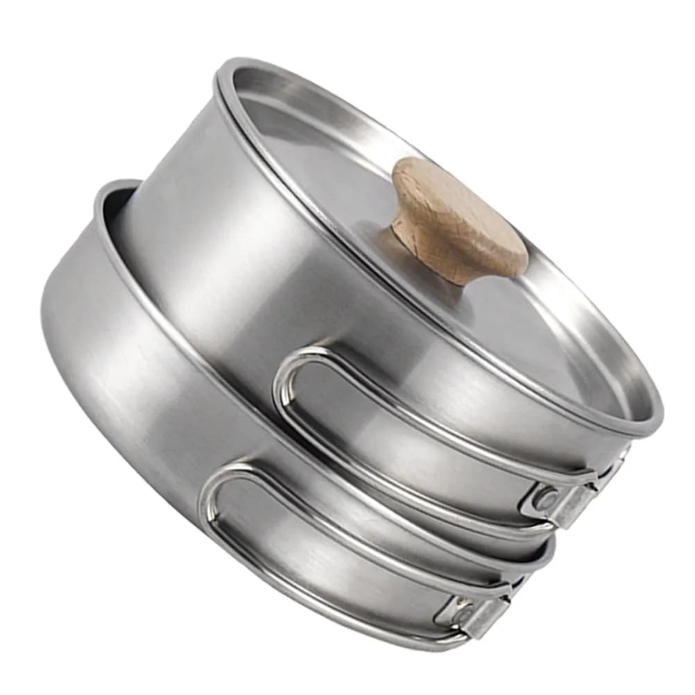 Set di Pentole Pieghevoli con Manico, Padella Riutilizzabile in Acciaio Inox, Utensile da Campeggio Portatile Multifunzione per Uso Quotidiano