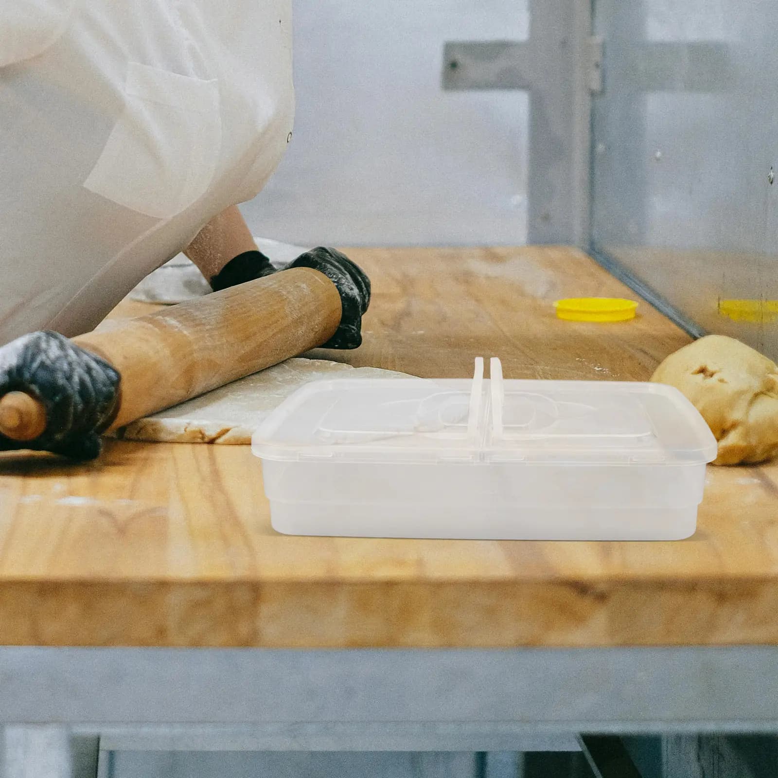 Contenitore Impilabile per Lievitazione Pizza con Coperchio e Maniglia, Vassoio Riutilizzabile in Plastica per Lievitazione Impasto, Contenitore per Panificazione, Scatola per Lievitazione Sourdough